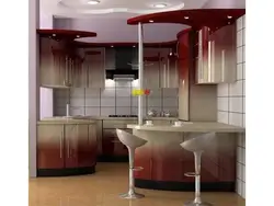 Глянцавыя кухні з барнымі стойкамі фота