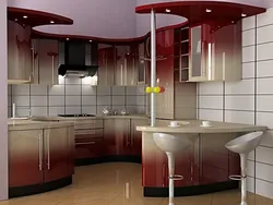 Глянцавыя кухні з барнымі стойкамі фота