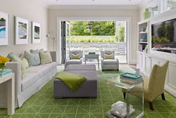 Floor and wall color combination in the living room interior