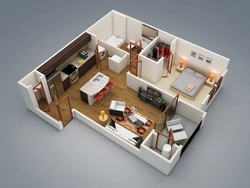 Apartment design 50 sq m of 2 rooms
