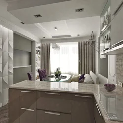 Дизайн длиной кухни гостиной