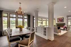 Kitchen Living Room With Column Design