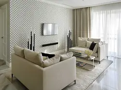 Fashionable light wallpaper in the living room photo