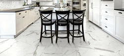 Kitchen design white marble floors