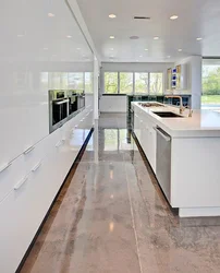 Дизайн кухни полы белый мрамор