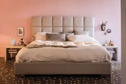 Фото спальни с кроватью из ткани