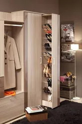 Hallway design with shoe rack in apartment