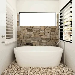 Интерьер ванной с камнем