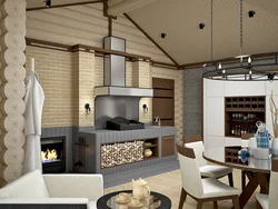 Living room kitchen with stove photo