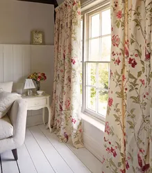 Curtains With Roses In The Bedroom Interior