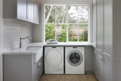 Bath in Khrushchev with a window to the kitchen design