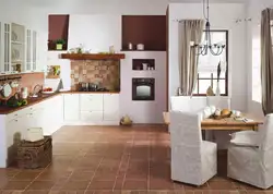 Дизайн кухни плитка на пол и на фартук