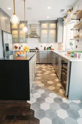 Kitchen design tiles for floor and backsplash