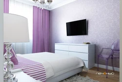 Lilac wallpaper in the bedroom photo