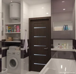Square Bathroom Design With Toilet And Washing Machine