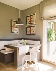 Small kitchen design with sofa and table