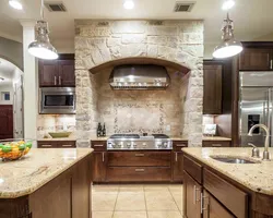 Light stone in the kitchen interior photo