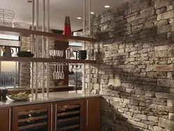 Light stone in the kitchen interior photo