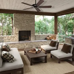 Living room with veranda interior photo