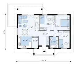 House design 100 sq m one-story with 3 bedrooms photo