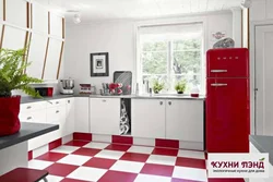 Kitchen With Red Floor Photo