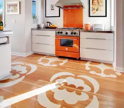 Дызайн кухні з падлогай з малюнкам