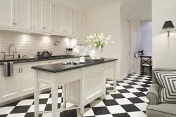 Kitchen design with patterned floor