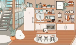 Интерьер мебели кухни у людей дома