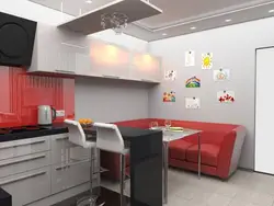 Kitchen design 15 m with a bar counter