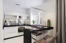 Kitchen design 15 m with a bar counter