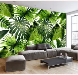 Photo wallpaper leaves in the kitchen interior