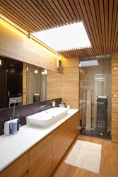 Wooden Ceiling Design In Bathroom