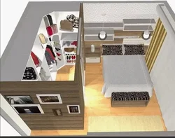 Дизайн спальни с гардеробной 19 кв