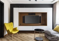 Apartment interior with wall cabinets