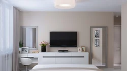 Dressing table with TV in the bedroom photo