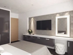 Dressing table with TV in the bedroom photo