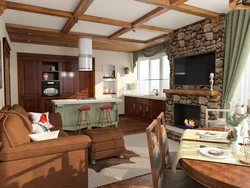 Living Room Kitchen Chalet Design