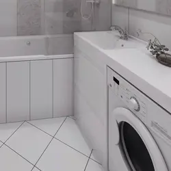 Photo of a bathroom cabinet with a washing machine