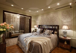 The bedroom interior is made in