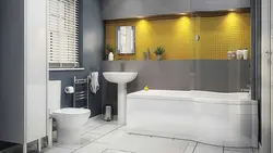 Gray yellow bathroom interior