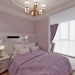 Сиренево розовый интерьер спальни