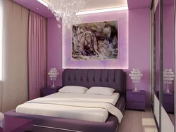 Lilac pink bedroom interior
