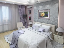 Lilac pink bedroom interior