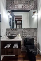 Bathroom With Black Toilet Design