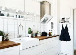 Kitchen interior design with white apron