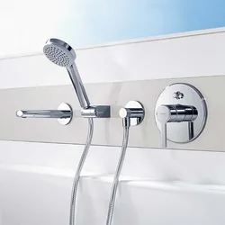Faucet with shower for bathroom interior photo
