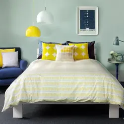 Mavi Sarı Yataq Otağı Dizaynı
