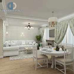 Living room dining room in light colors design