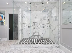 Bathroom design with marble shower