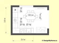 Kitchen plan with photo dimensions